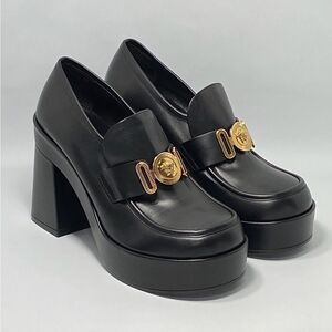 Versace Logo Leather Platform Pumps size 40